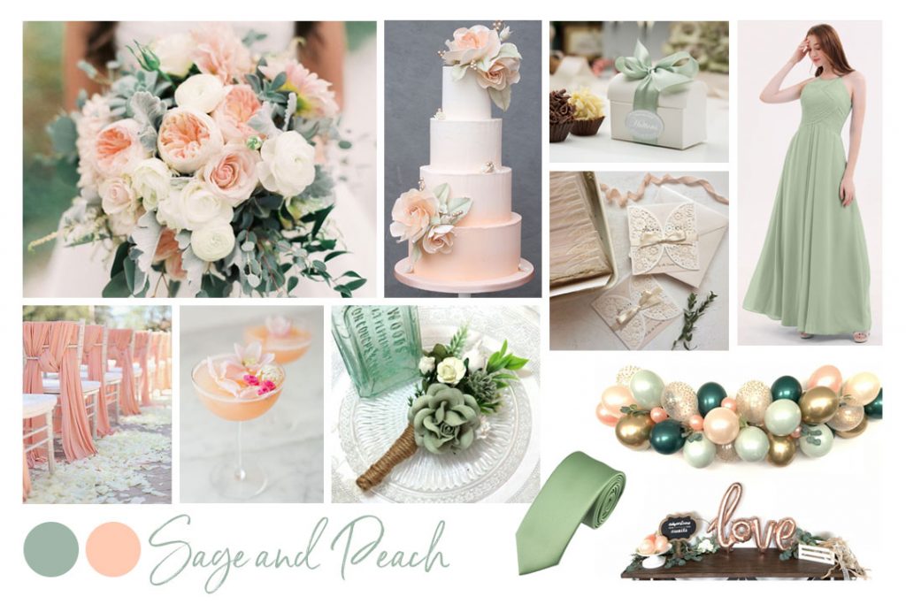 peach sage and light blue wedding